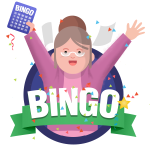 Elderly Lady Winning Bingo Games