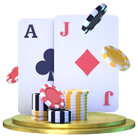 Cartes de Blackjack et Jetons sur Piédestal d'Or