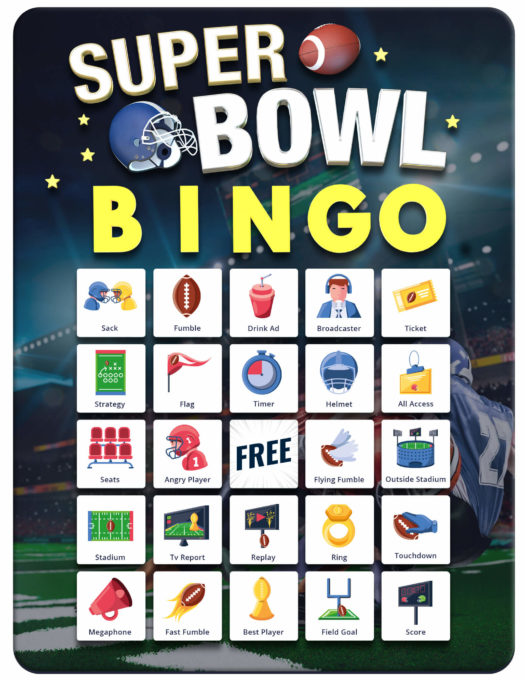 Cartes de Bingo du Super Bowl Trois